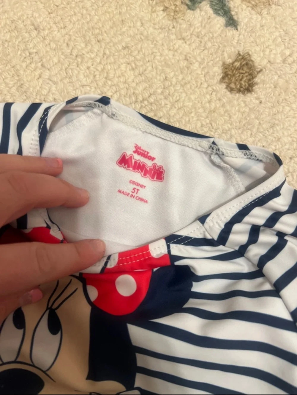Disney Minnie Mouse Navy, White & Red Striped Girls' Swim Set